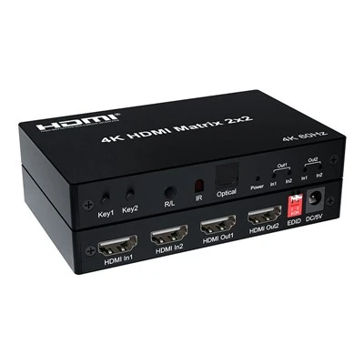 Interruptor 2 de la matriz de la matriz 2X2 HDMI de 4K 60Hz HDMI en 2 hacia fuera con audio